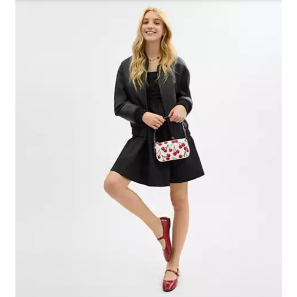 Coach Nolita 19 With Cherry Print Wristlet/Handbag In Leather Chalk CZ012 NWT - Picture 10 of 11